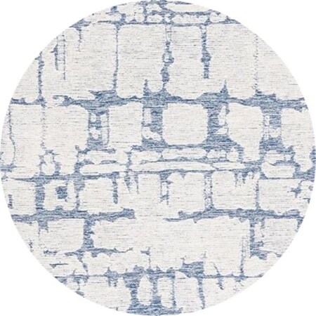 Safavieh 4 x 4 ft. Martha Stewart Contemporary Hand Tufted Round Rug; Blue & Ivory MSR4533M-4R